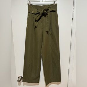Jessy by Anthropologie Mariela Olive Green Poplin Cropped Pants